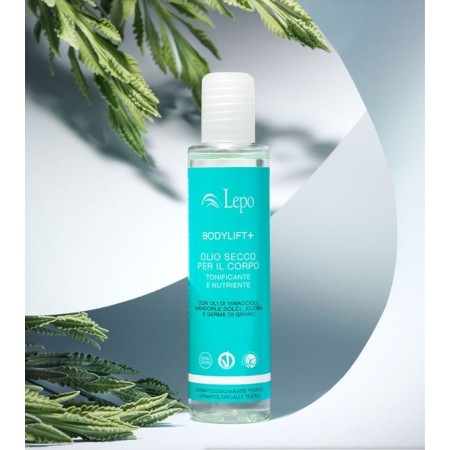 OLIO SECCO PER IL CORPO TONIFICANTE E NUTRIENTE LEPO con oli di vinaccioli, mandorle dolci, jojoba e germe di grano