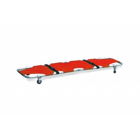 Brancard Pliant En Aluminium Anodisé - Avec 2 Pieds Et 2 Roues