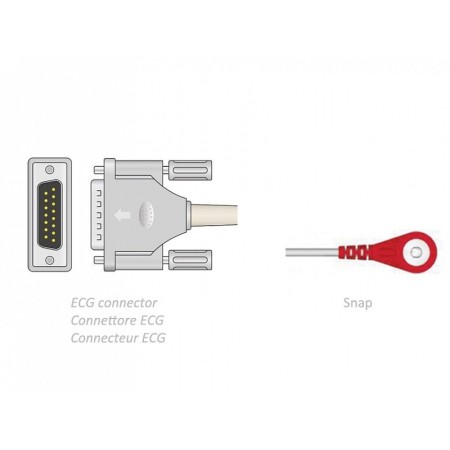 Pacientský kabel EKG 2,2 m - zacvakávací - kompatibilní s ESAOTE, Shillerem