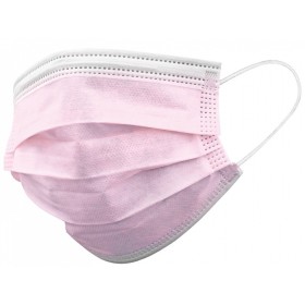 Gisafe Filtering Chirurgisch Masker 98% 3-laags type iir met elastische banden - volwassenen - roze - doos - pak van 50 st.