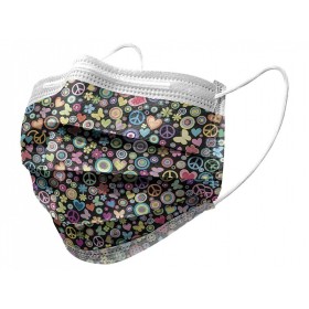 Gisafe Filtering Chirurgisch Masker 98% 3-laags type iir met elastische banden - volwassenen - peace - flowpack - pak van 10 st.