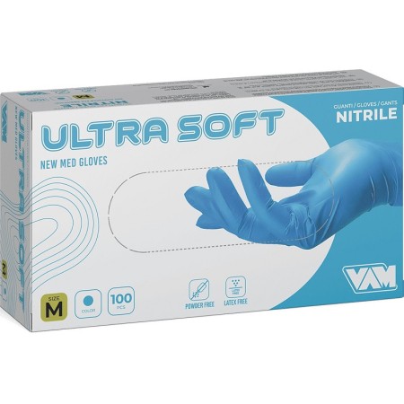 Powder-free nitrile disposable gloves blue VAM Ultra Soft - 100 pcs.