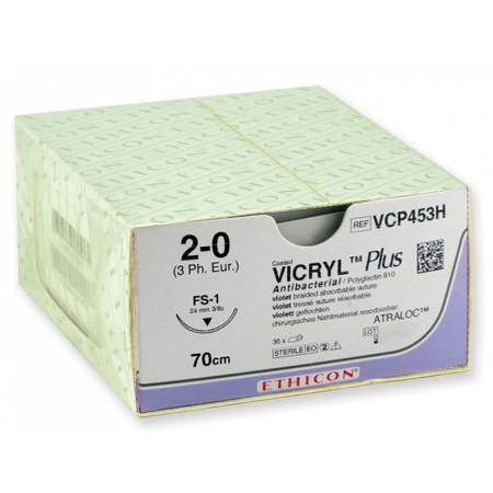 Sutura Assorbibile in 56-70 giorni Ethicon Vicryl Plus VCP453H - 2/0 ago 24 mm - 1pz