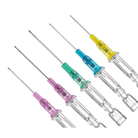 Aiguilles de canule 1 voie B.Braun Introcan 24Gx19mm Jaune, sans ailettes, en FEP - 50 pcs.