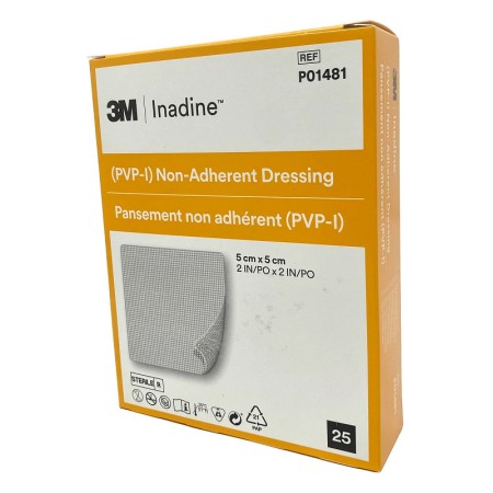 Inadine (PVP-I) Pansement non adhérent P01481, 5 cm x 5 cm - 25 pièces