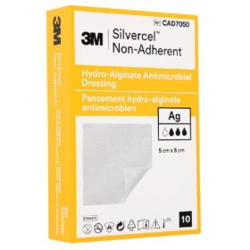 Neadherentní antimikrobiální hydroalginátový obvaz 3M Silvercel se stříbrem, 5x5 cm CAD7050IN - 10 ks.