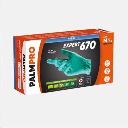 Gants en nitrile non poudrés verts EMNG - PALMPRO EXPERT 670 - 100 pcs.