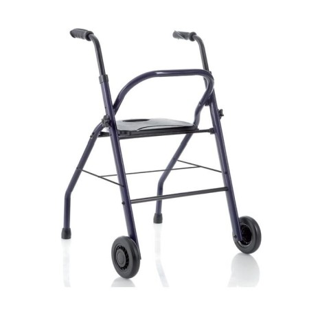 Sammenklappelig Rollator I Malet Stål - 2 Hjul - Med Sæde Og Kurv - Zeus