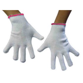 Guanti in cotone - misura 6,5- bianchi, polsino fucsia - conf. di 400 paia prezzo ingrosso